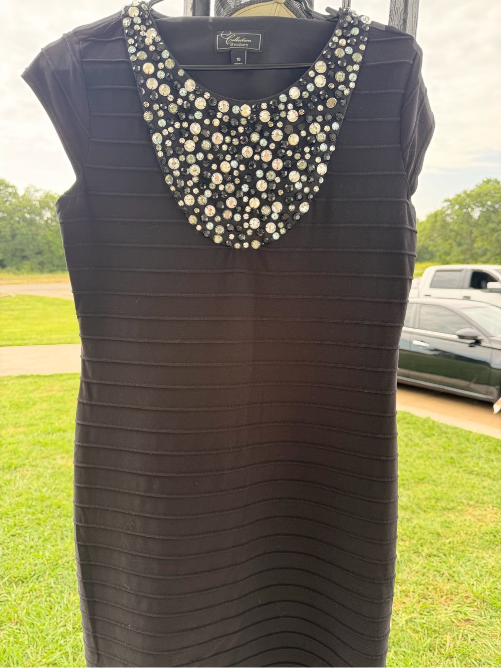 Dress Barn Black Beaded Neckline Sheath Dress